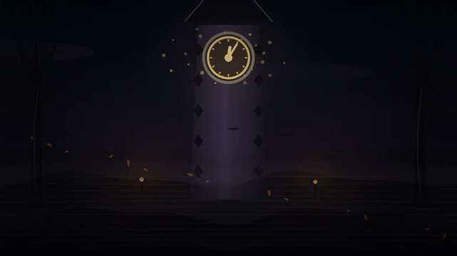 Minimalist Clock Tower at Midnight