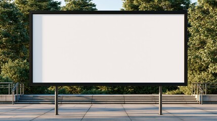 Fototapeta premium Large Blank Billboard Displaying White Screen for Advertisement in Outdoor Park Setting