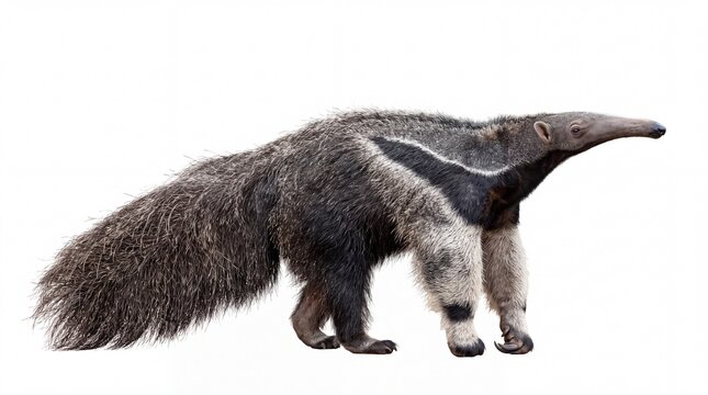 Anteater Walk Giant Anteater Walking on White Background Wildlife Photography
