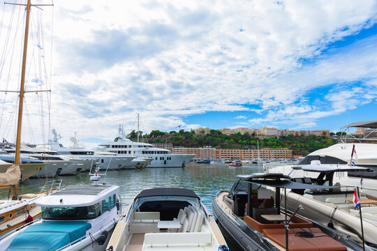 Port with yachts and Prince's Palace of Monaco cityscape,Monte Carlo