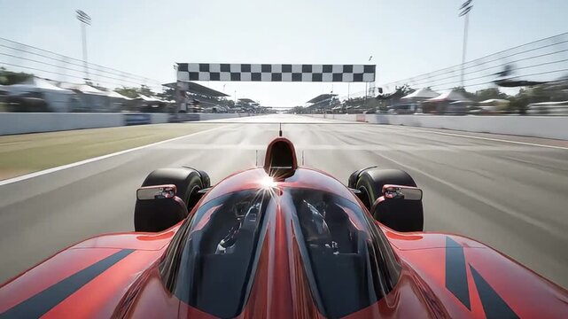 High-Speed Race Car on Track with Dynamic Motion and Focus