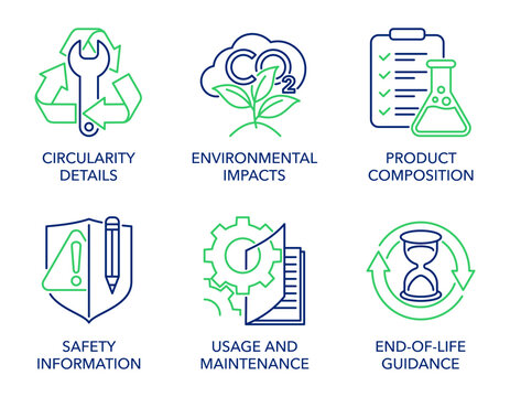 Digital Product Passport DPP Information Icons Set