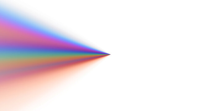 Minimal Rainbow Prism Light Beam 3D Render, Abstract Holographic Spectrum Cone, Isolated White Backdrop &ndash; Sharp triangular cone of vibrant rainbow light