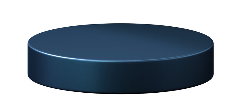 3D blue cylinder podium pedestal with stand platform for mockup display showcase isolated on transparent png background