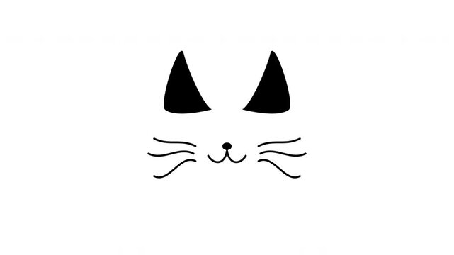 Simple Outline Cat Face Illustration For Pet Shop Or Veterinary Services On White