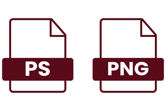 Set of file format icons for document file types like ps and png