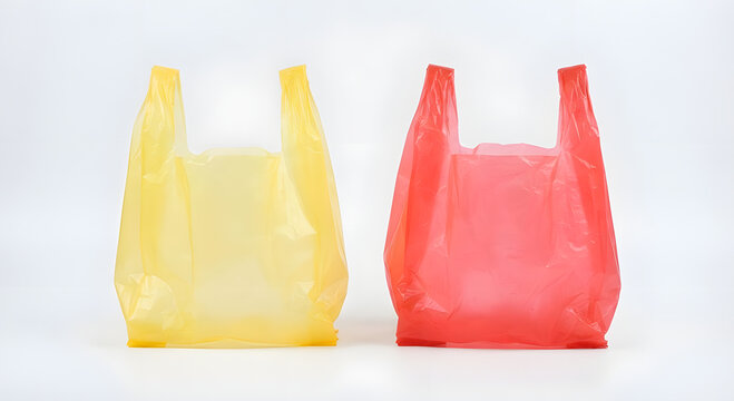 Colorful plastic material photographed in a simple and clean composition, showcasing the texture, shape, and surface of plastic packaging material. Suitable for recycling, packaging, waste management,