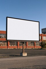Fototapeta premium Blank Billboard in Urban Industrial Setting with Clear Blue Sky