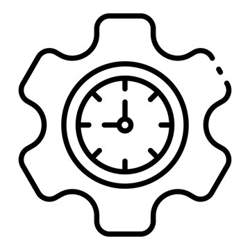time icon. gear with clock face. schedule tracking. business productivity