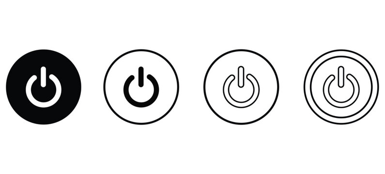 Set of power symbols, buttons, icons, vector illustration