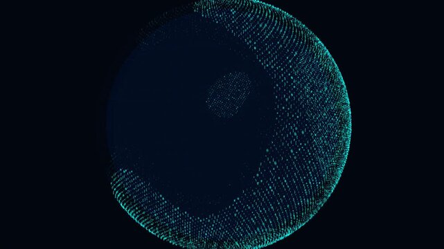 A transparent digital globe formed entirely from flowing matrix text, with brighter characters mapping the continents and rotating latitude and longitude rings. Perfect for globalization, big data