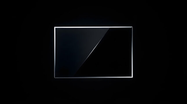 Minimal Black Glass Rectangle Frame with Diagonal Light Reflection