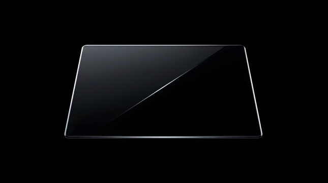 Trapezoid Black Glass Frame with Curved Diagonal Reflection