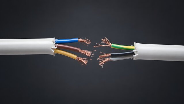 Exposed copper wires of disconnected cable