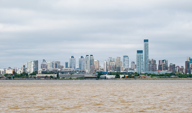 Buenoes Aires, Argentina. Modern riverside residential and commercial skylines