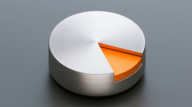 3d pie chart with one orange slice removed on gray background