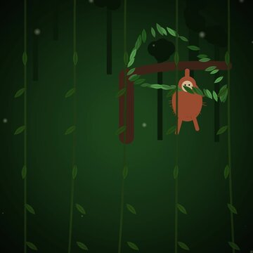 Minimalist green background with abstract falling leaf animation