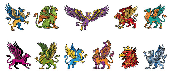 Obraz premium Mythical Creatures Collection: Griffin Illustrations