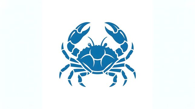 Minimalist blue crab silhouette vector illustration isolated on a white background, perfect for seafood logo, marine life design, or zodiac Cancer symbol.