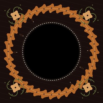 Elegant circular ornate floral border pattern, luxury golden ethnic frame divider art