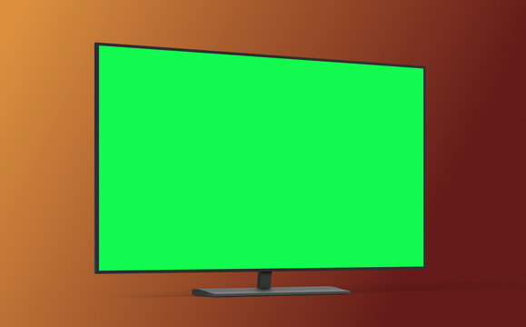 Modern TV with green screen, suitable as mockup
