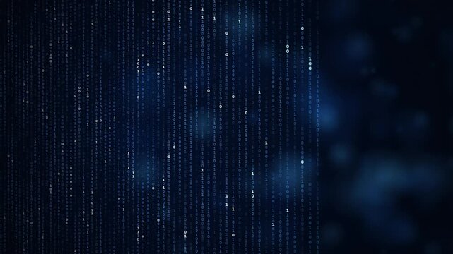 Abstract digital background with binary code, streams of ones and zeros, data processing and cyber security concept