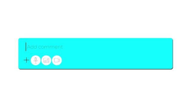 add comment box social media chat message popup animation overlay with media icons.