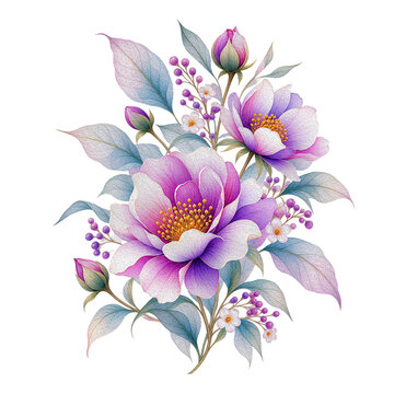 Beautiful Floral Illustration of Elegant Flower PNG for printing
