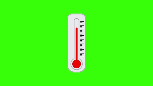 Medical Thermometer Icon Rising Temperature Animation on Green Screen Representing Fever Disease Recovery and Global Warming Diagnostics