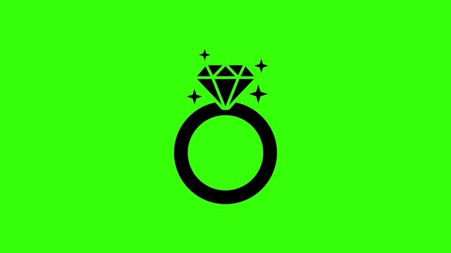 Diamond Engagement Ring Seamless Loop Animation on Green Screen Chroma Key Background