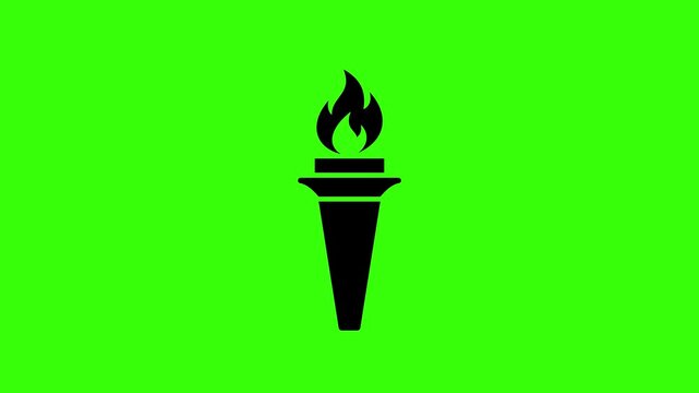 Burning Torch Flame Seamless Loop Animation on Green Screen Representing Leadership and Academic Triumph Success