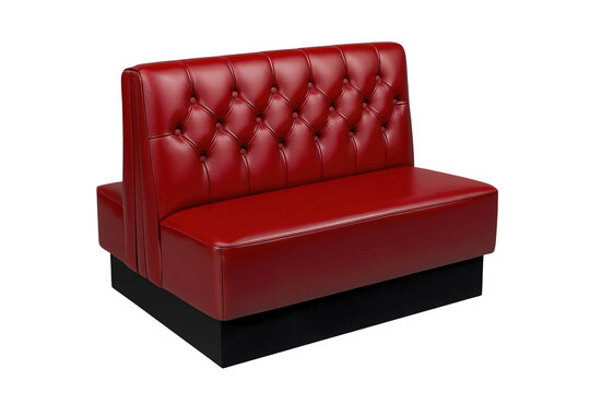 Red Tufted Leather Restaurant Booth Seat