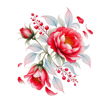 Beautiful Floral Illustration of Elegant Flower PNG for printing