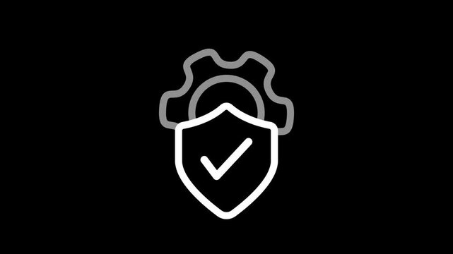 risk management icon animation. protection management emblem. checkmark inside shield