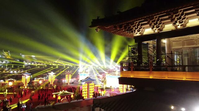 Grand Night Performance Stage with Laser Show and Lanterns