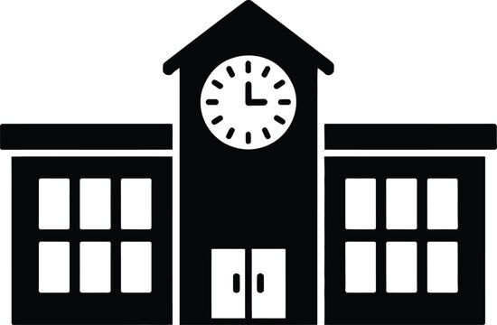 School building with a clock tower icon