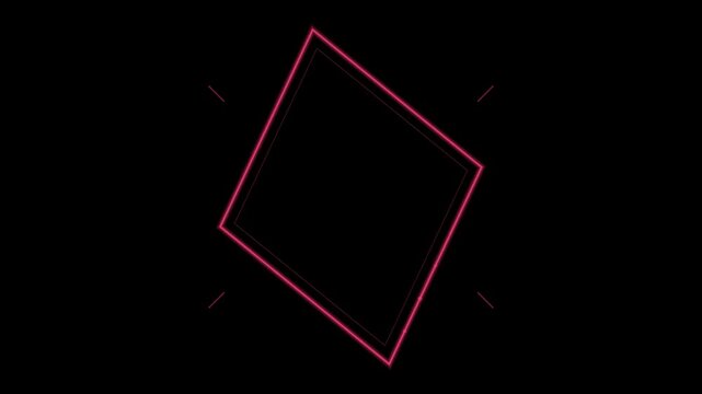 Abstract animated diamond frame rotate slow drawn as cool blue-white lines and shapes on a deep dark background. Seamless looping 4K motion graphics video with free space for text, ideal for title seq