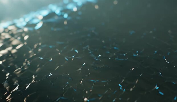 Abstract dark blue metallic crumpled texture with light reflections