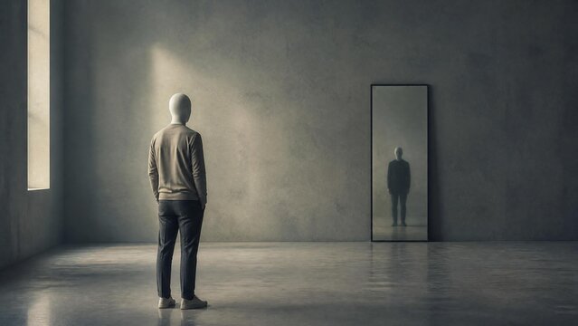 Impostor Syndrome and Self-Doubt Concept with Masked Figure