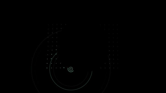 Abstract animated shockwave ring expand grid drawn as cool blue-white lines and shapes on a deep dark background. Seamless looping 4K motion graphics video with free space for text, ideal for title se