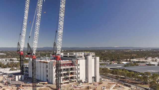 Aerial drone view of AirTrunk Data Centre at Huntingwood, Western Sydney, NSW, Australia on a sunny day in September 2026   