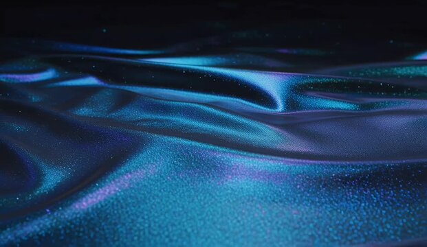 Shimmering blue fabric waves with sparkling glitter texture