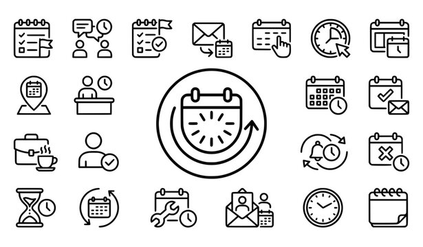 Appointment Scheduling Booking and Contact Coordination Outline Icons