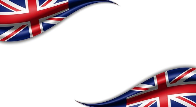 United kingdom flag wavy corner borders isolated on white background