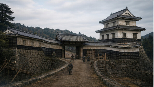 Castle gate and watchtower built for defense