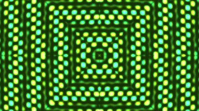 Green LED Dot Matrix Pattern Pulsing with Geometric Square Waves Abstract Background