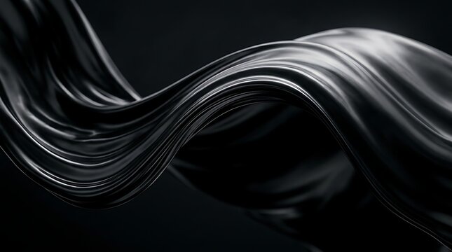 Abstract flowing black liquid wave