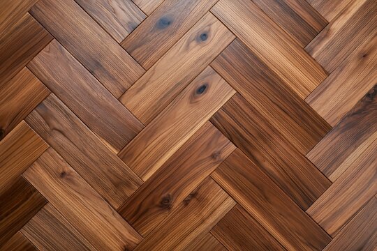 The Herringbone Wooden Parquet Floor with Rich Tones and Grain Texture