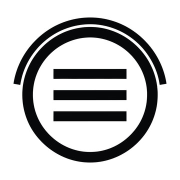 Black menu icon with three horizontal lines in a circle symbol