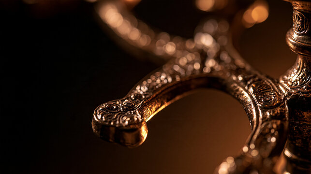 Close-Up of Ornate Antique Candelabra with Warm Lighting